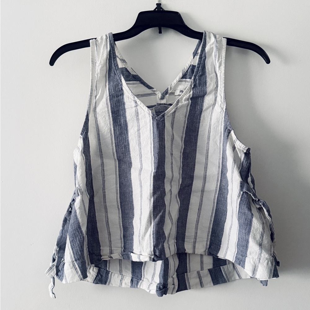 Madewell Blue & White Striped Flowy Tank